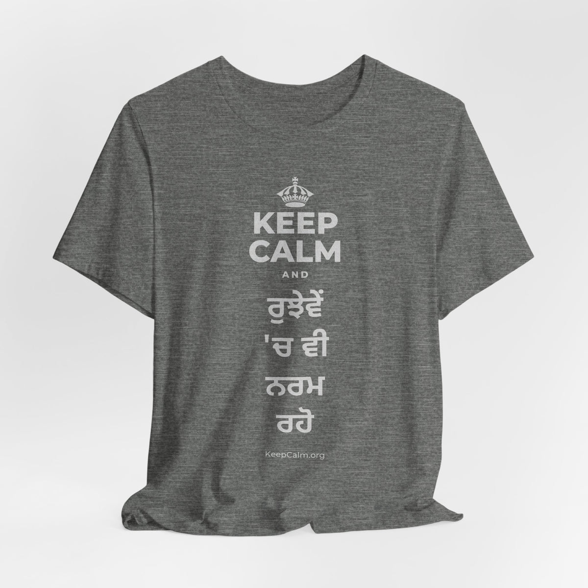 KEEP CALM AND ਰੁਝੇਵੇਂ 'ਚ ਵੀ ਨਰਮ ਰਹੋ T-Shirt (Baby Blue–Silver)