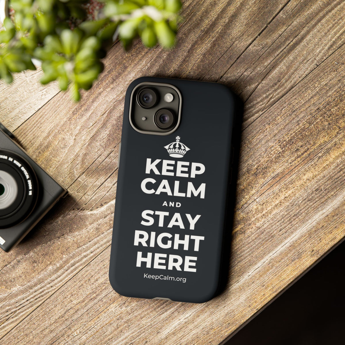 KEEP CALM AND STAY RIGHT HERE Phone Case (Dark)