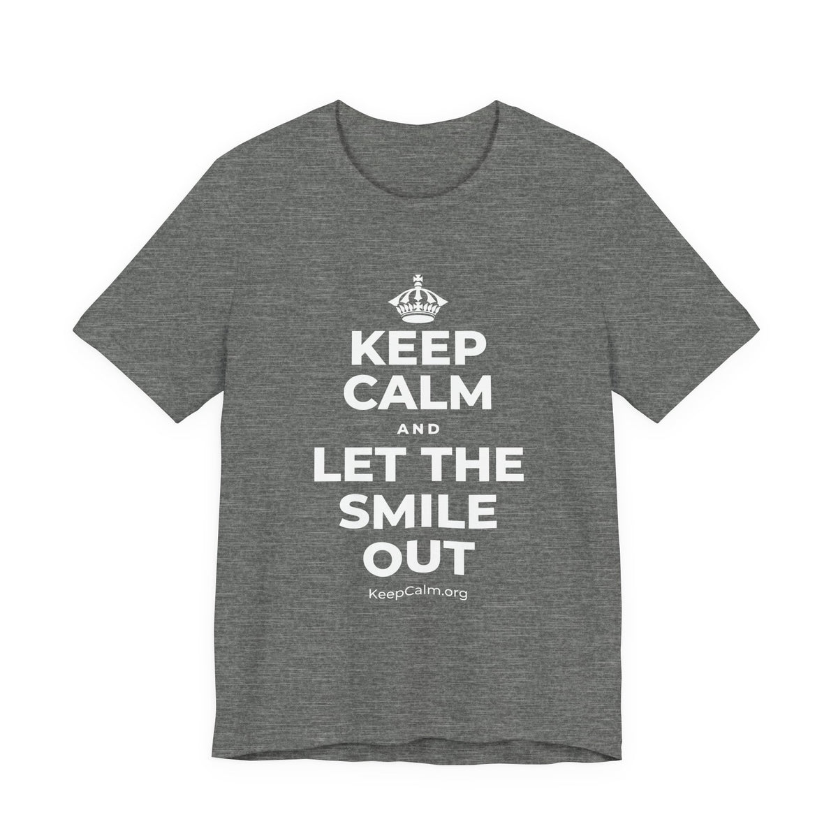 KEEP CALM AND LET THE SMILE OUT T-Shirt (Baby Blue–Silver)