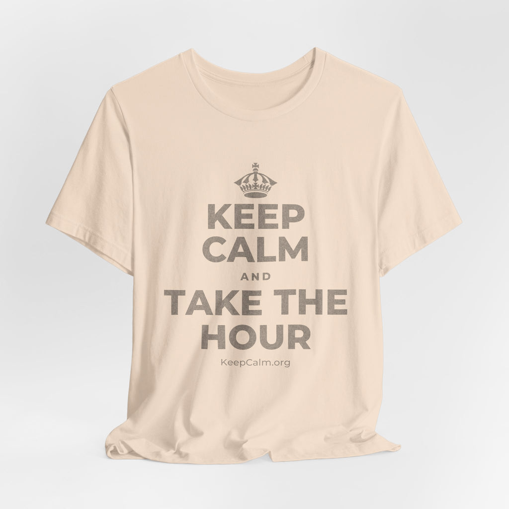 KEEP CALM AND TAKE THE HOUR T-Shirt (Soft Cream–Heather Mauve)