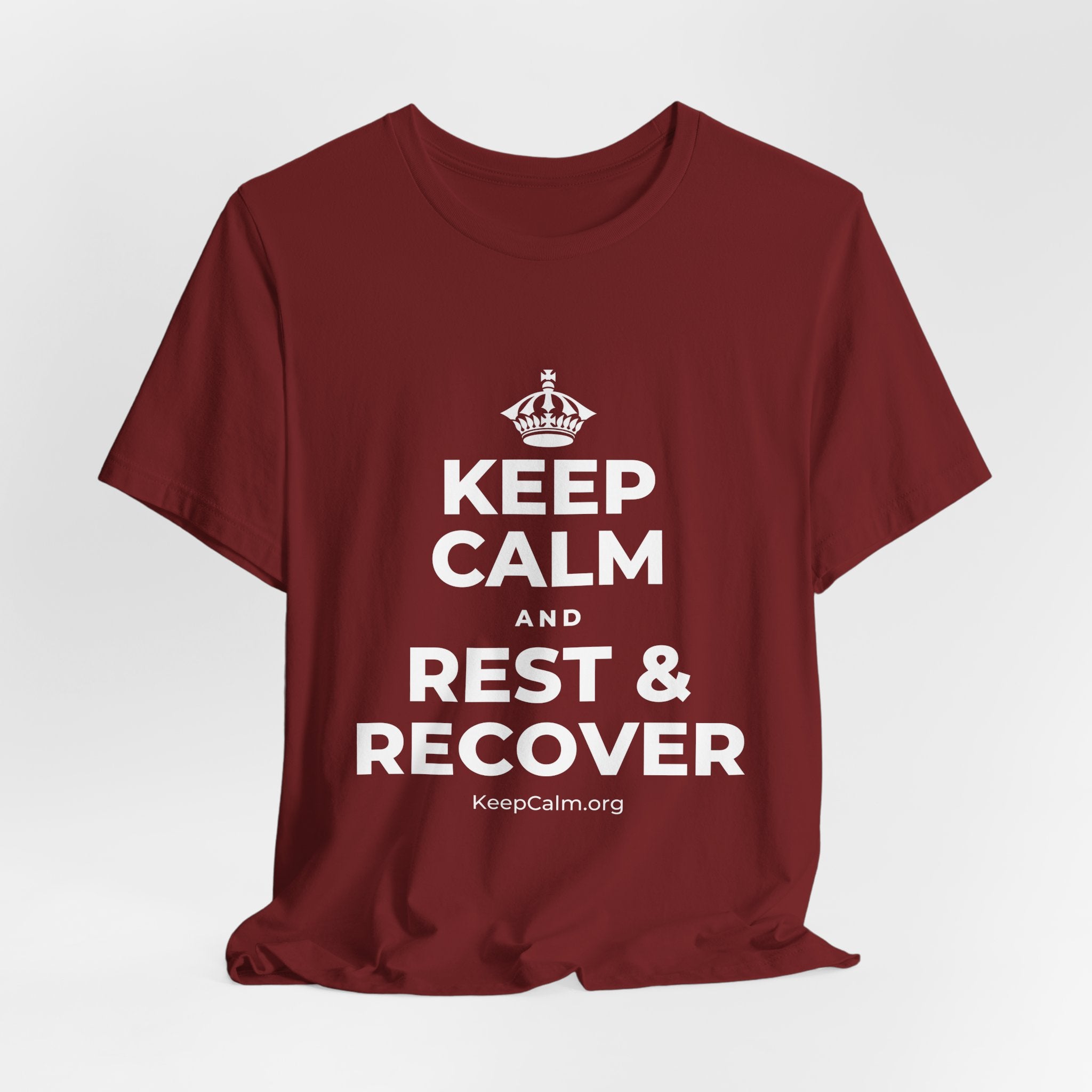 KEEP CALM AND REST & RECOVER T-Shirt (Baby Blue–Silver)