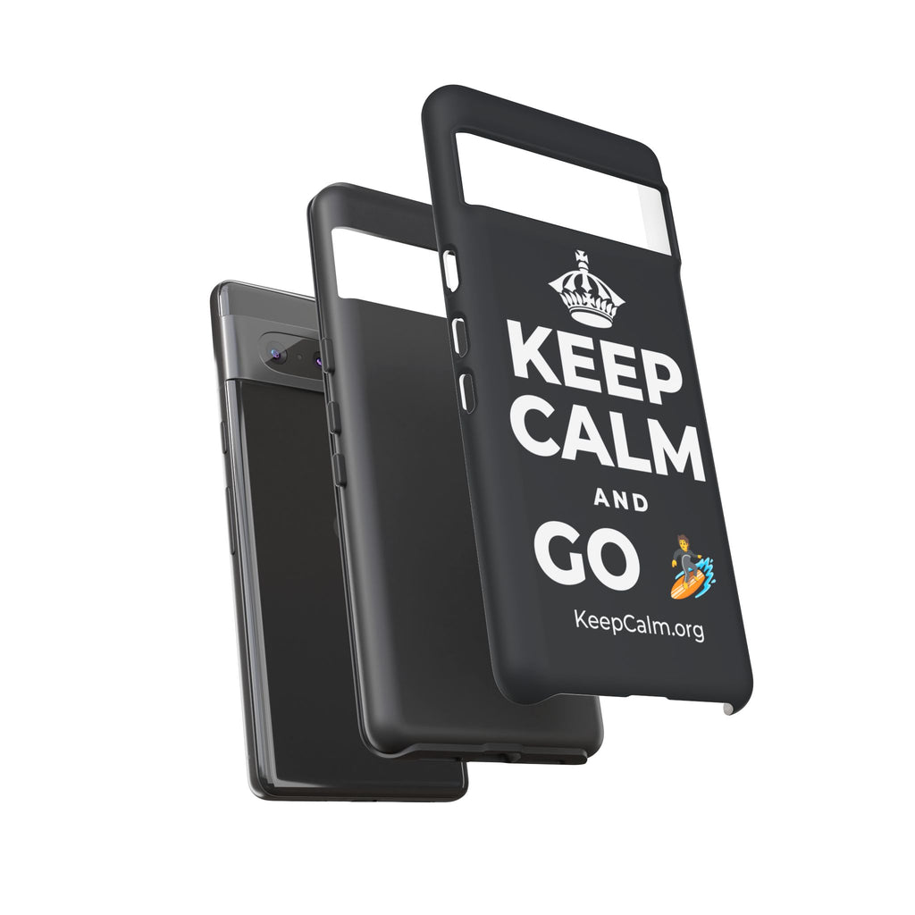 KEEP CALM AND GO 🏄 Phone Case (Dark)