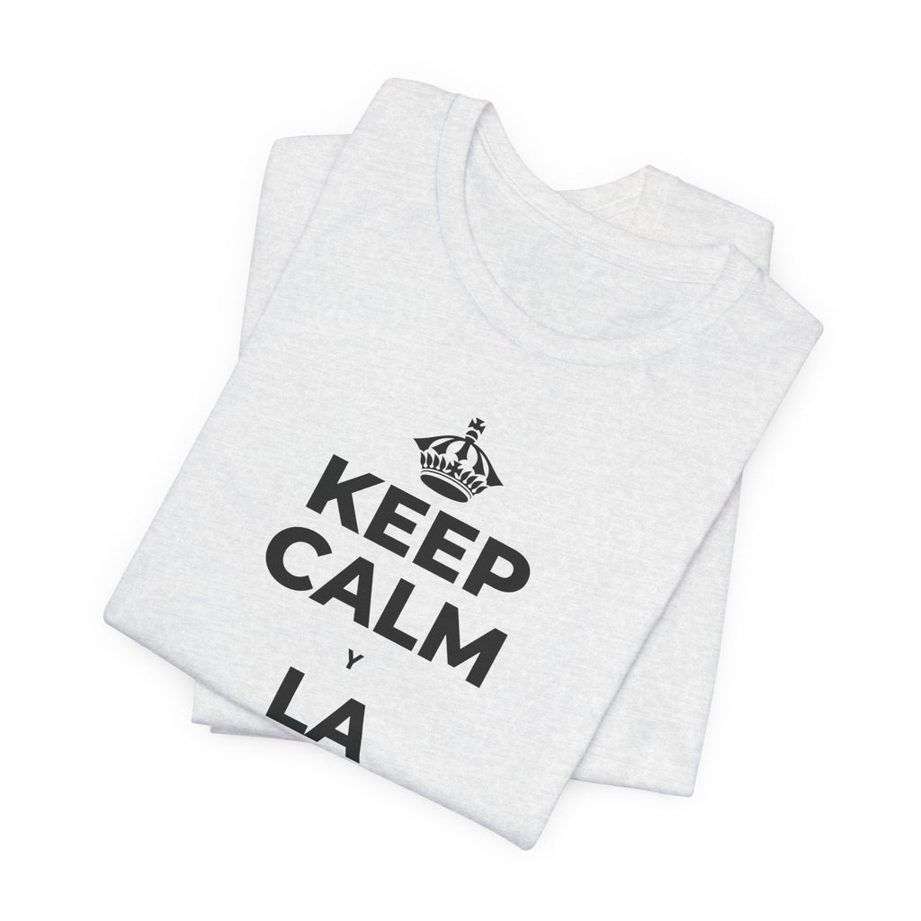KEEP CALM Y LA FRENTE EN ALTO T-Shirt (Soft Cream–Heather Mauve)