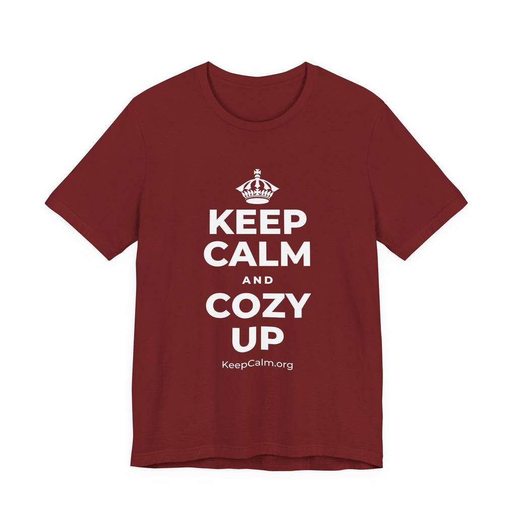 KEEP CALM AND COZY UP T-Shirt (Baby Blue–Silver)