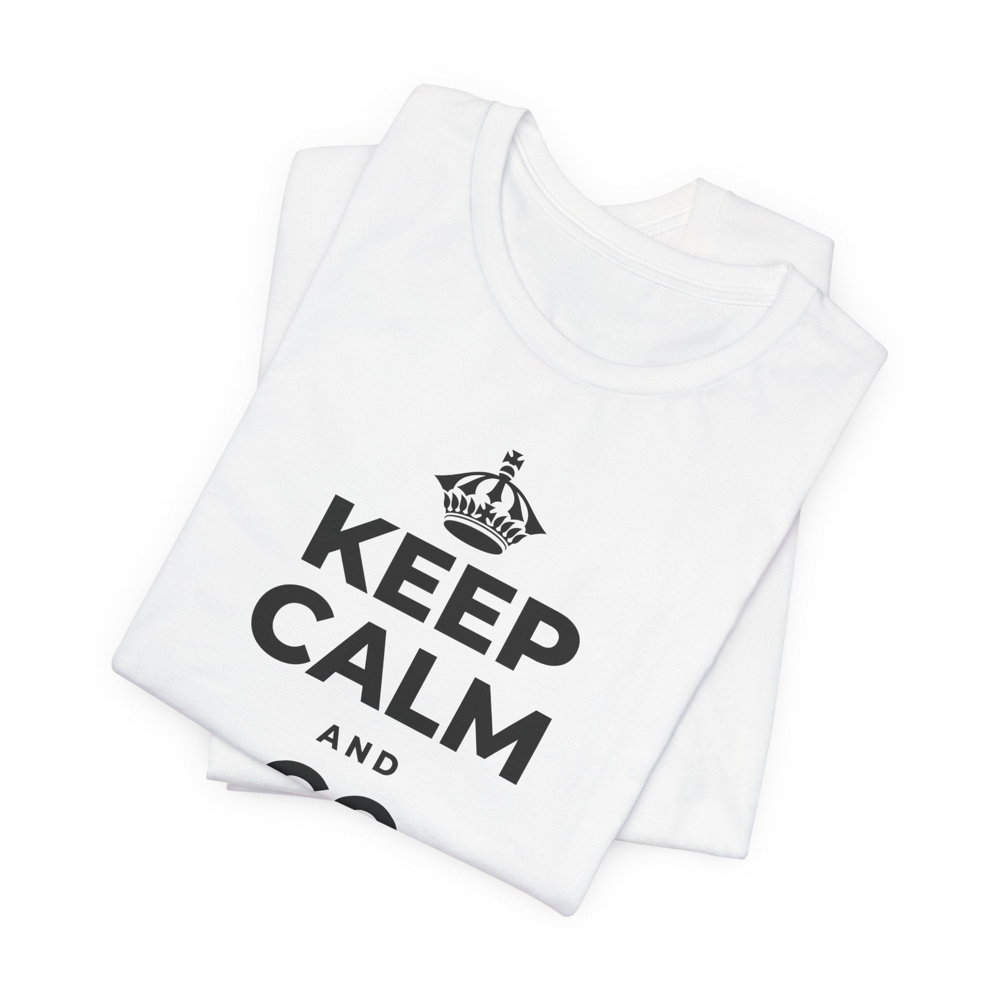 KEEP CALM AND GO FOR A WALK T-Shirt (White–Asphalt)