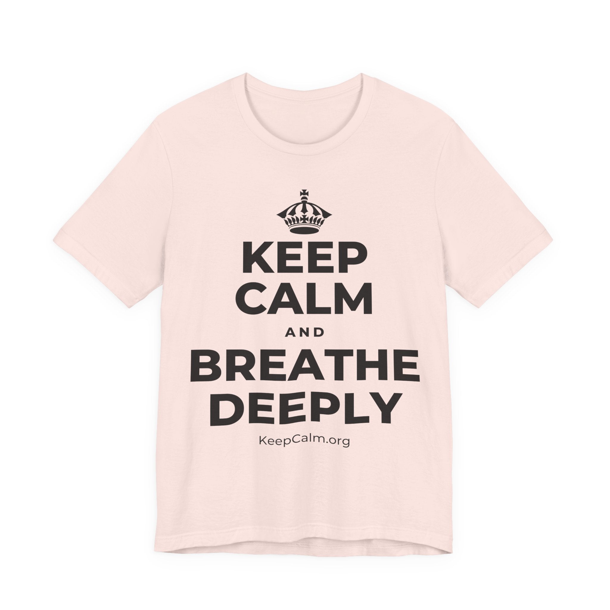 KEEP CALM AND BREATHE DEEPLY T-Shirt (Soft Cream–Heather Mauve)
