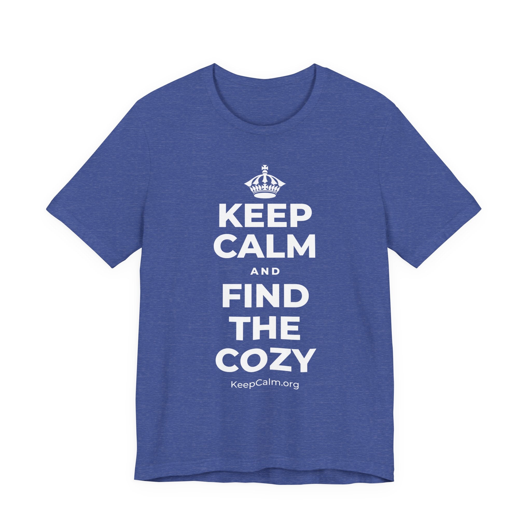 KEEP CALM AND FIND THE COZY T-Shirt (Baby Blue–Silver)