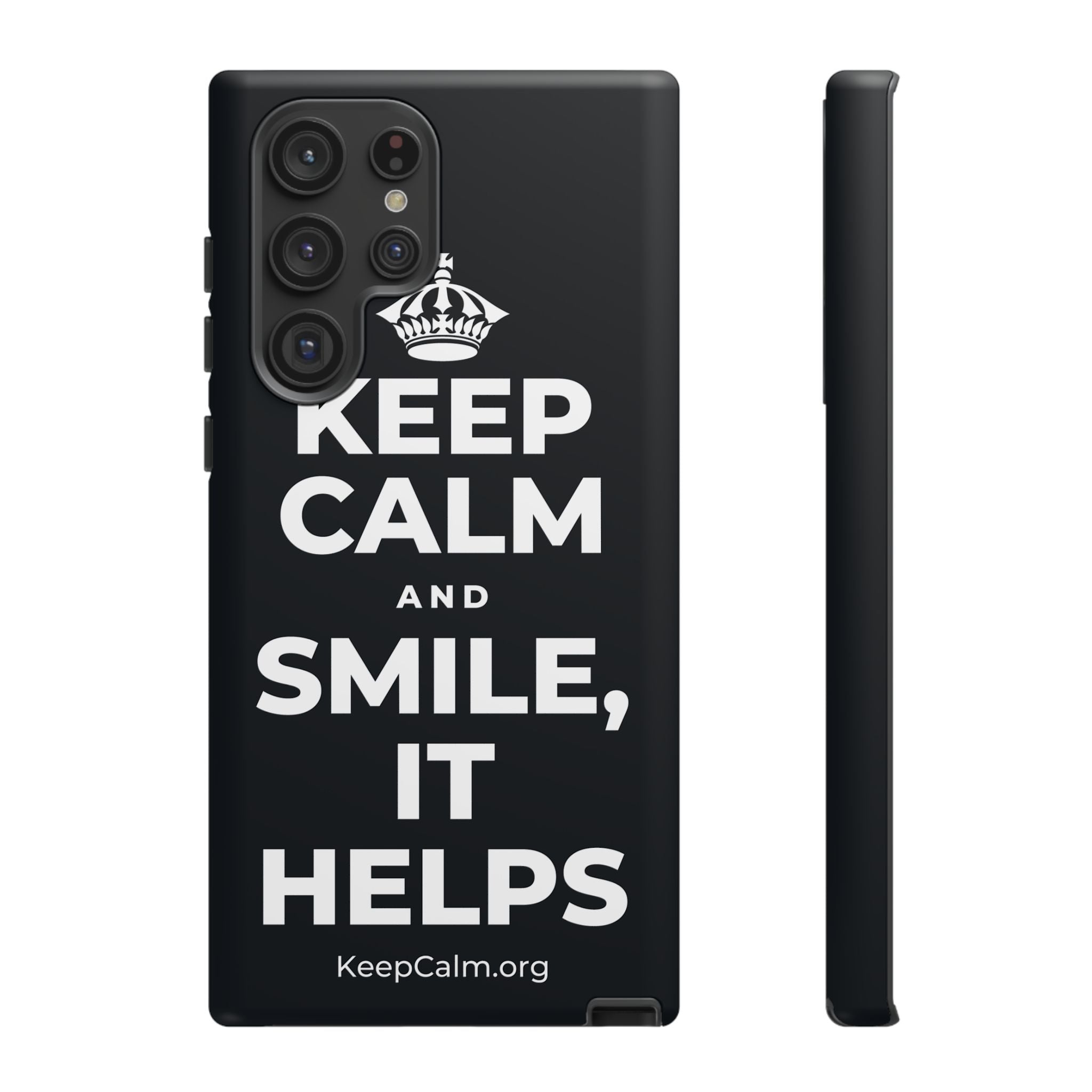 KEEP CALM AND SMILE, IT HELPS Phone Case (Dark)