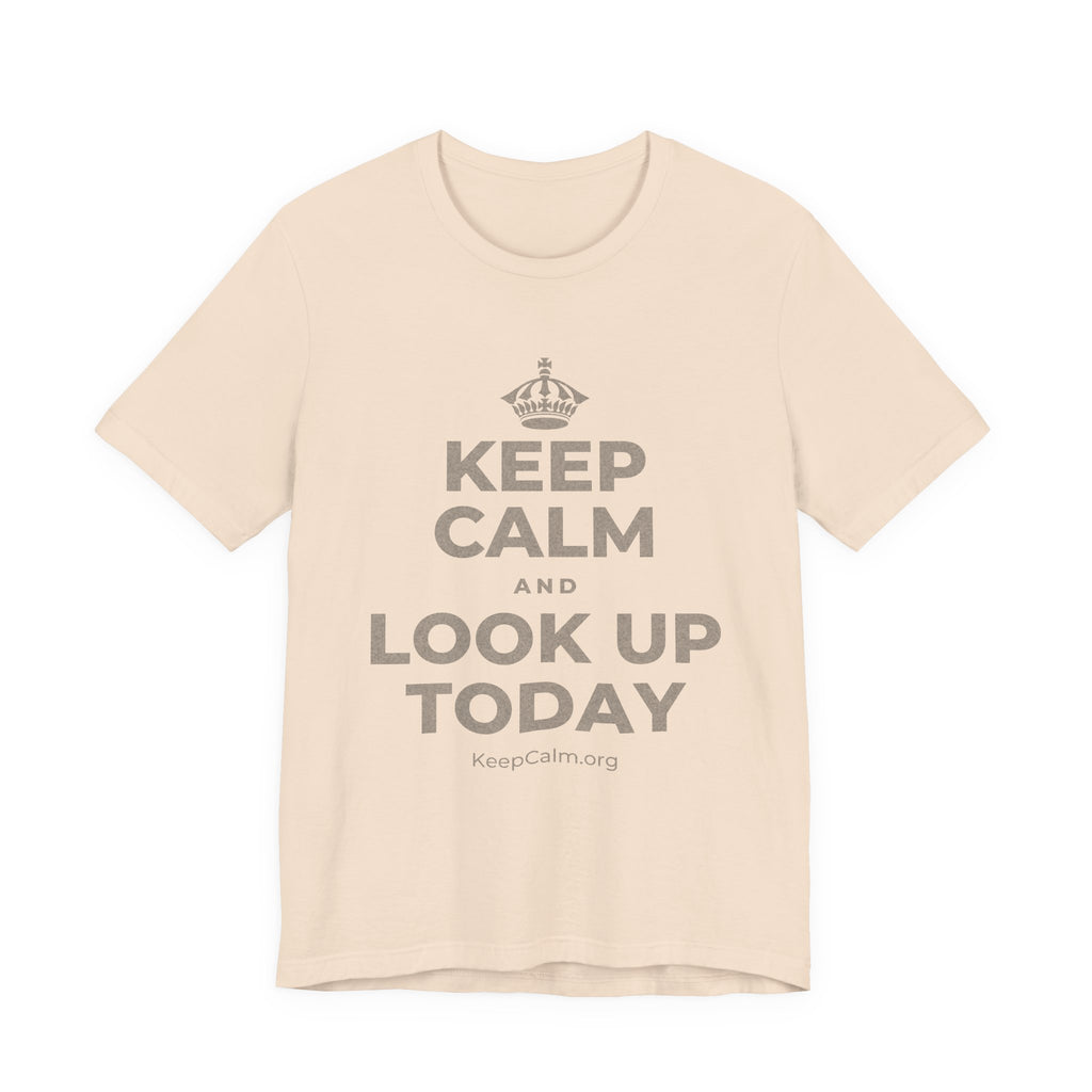 KEEP CALM AND LOOK UP TODAY T-Shirt (Soft Cream–Heather Mauve)