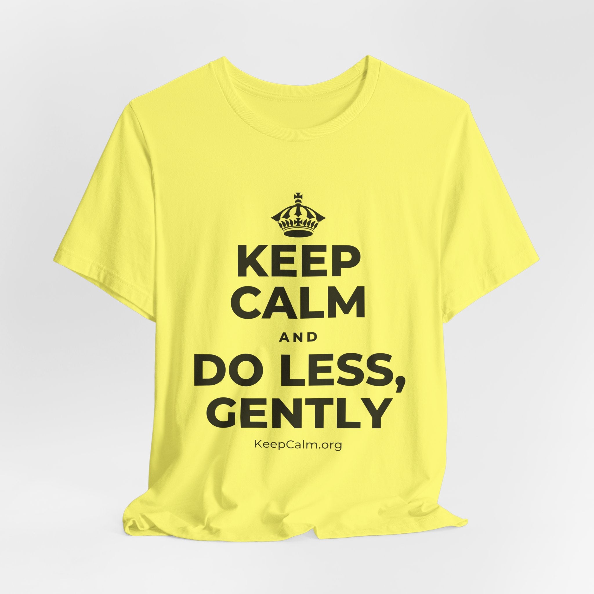 KEEP CALM AND DO LESS, GENTLY T-Shirt (Soft Cream–Heather Mauve)