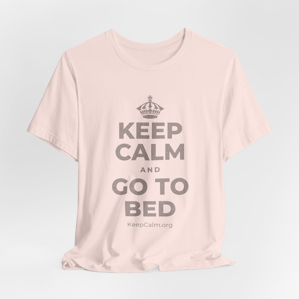 KEEP CALM AND GO TO BED T-Shirt (Soft Cream–Heather Mauve)