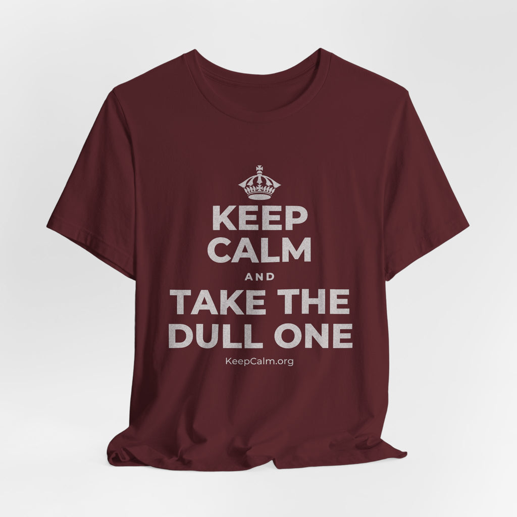 KEEP CALM AND TAKE THE DULL ONE T-Shirt (Baby Blue–Silver)