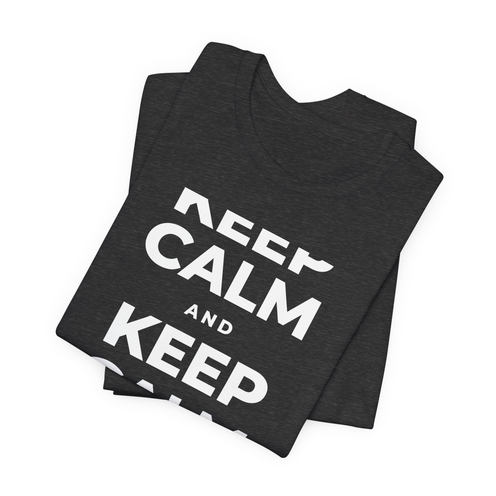 KEEP CALM AND BREATHE SLOWLY T-Shirt (White–Asphalt)