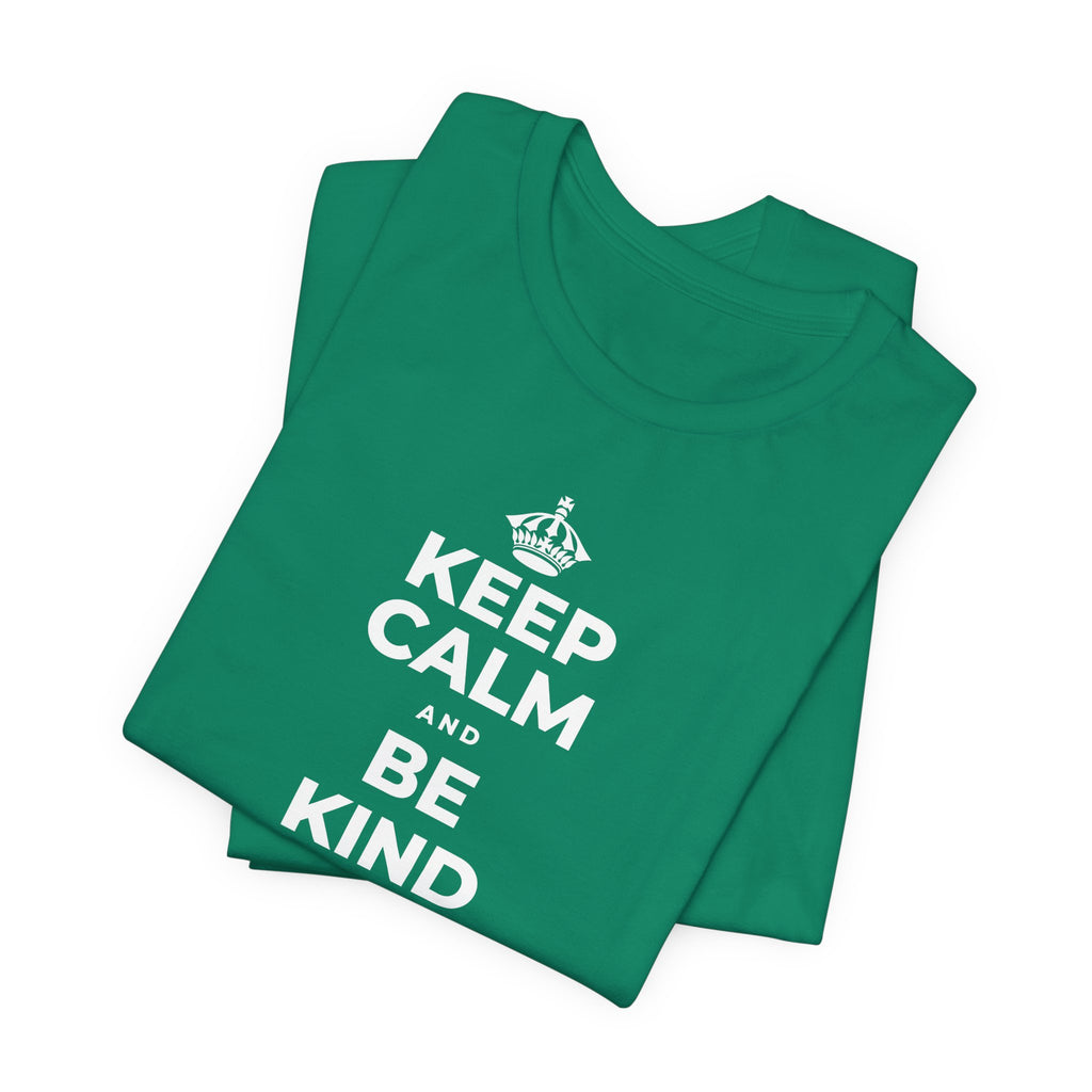 KEEP CALM AND BE KIND TO THE NEW KID T-Shirt (White–Asphalt)