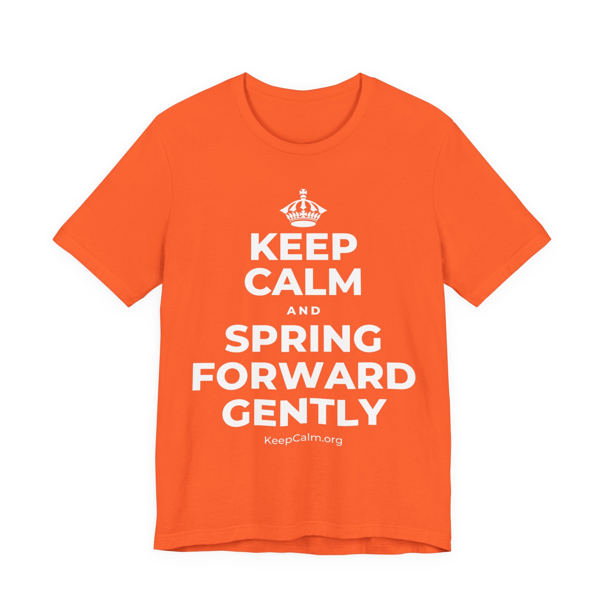 KEEP CALM AND SPRING FORWARD GENTLY T-Shirt (Baby Blue–Silver)
