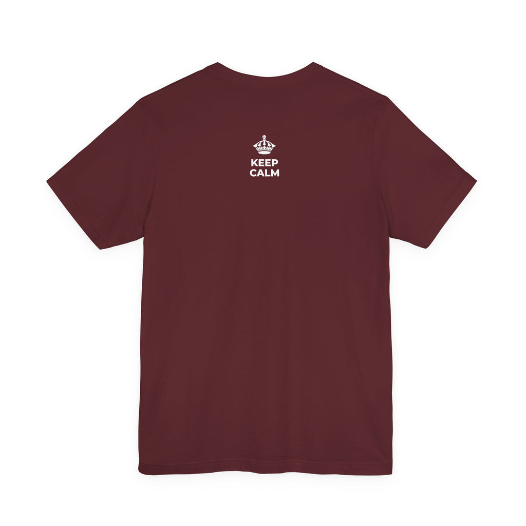 KEEP CALM AND 🐝 😄 T-Shirt (Baby Blue–Silver)