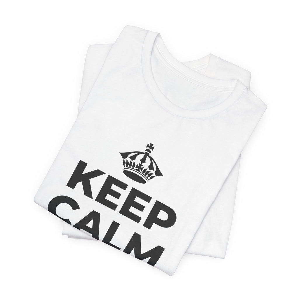 KEEP CALM AND BEE HAPPY T-Shirt (White–Asphalt)