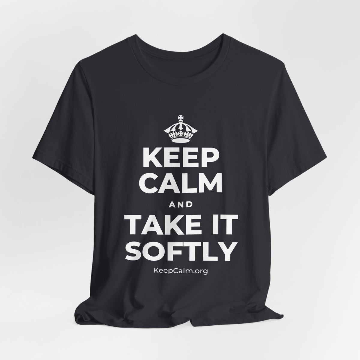 KEEP CALM AND TAKE IT SOFTLY T-Shirt (Baby Blue–Silver)