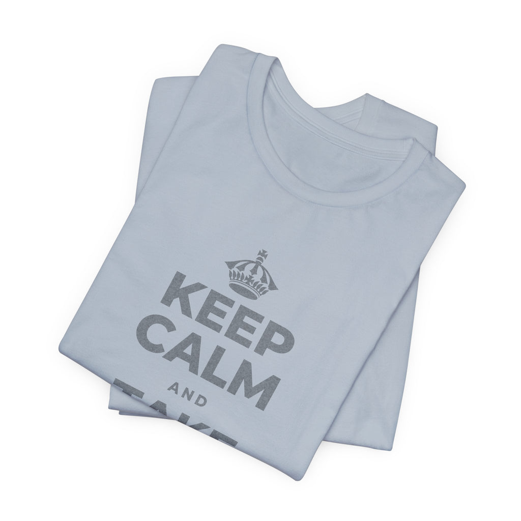 KEEP CALM AND TAKE MONDAY SLOW T-Shirt (White–Asphalt)