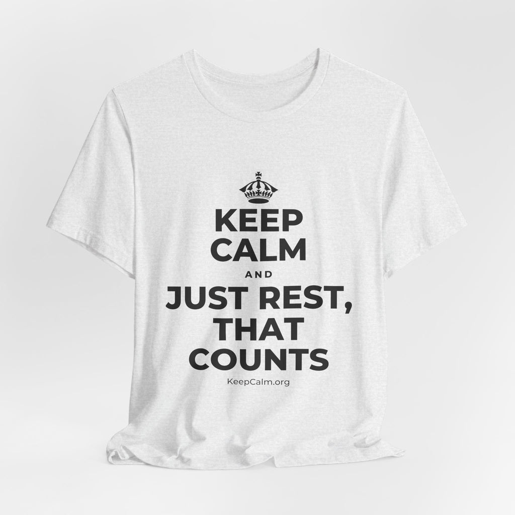 KEEP CALM AND JUST REST, THAT COUNTS T-Shirt (Soft Cream–Heather Mauve)