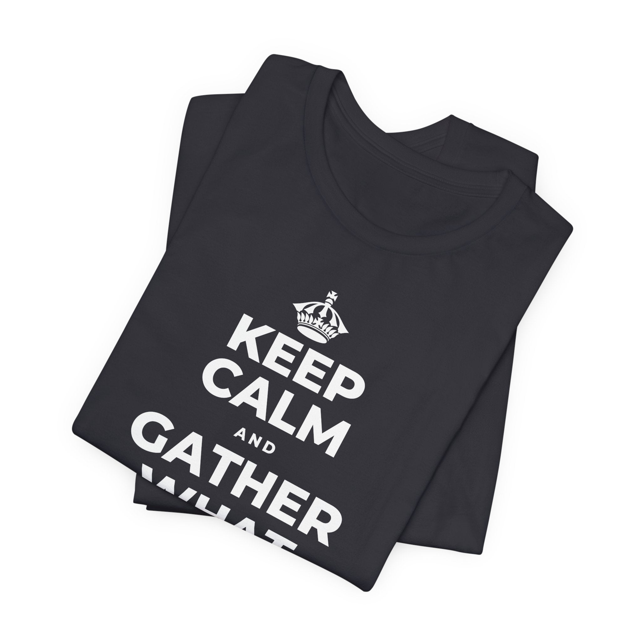 KEEP CALM AND GATHER WHAT YOU'RE GRATEFUL FOR T-Shirt (Baby Blue–Silver)