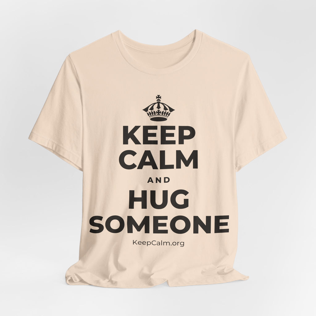 KEEP CALM AND HUG SOMEONE T-Shirt (Soft Cream–Heather Mauve)