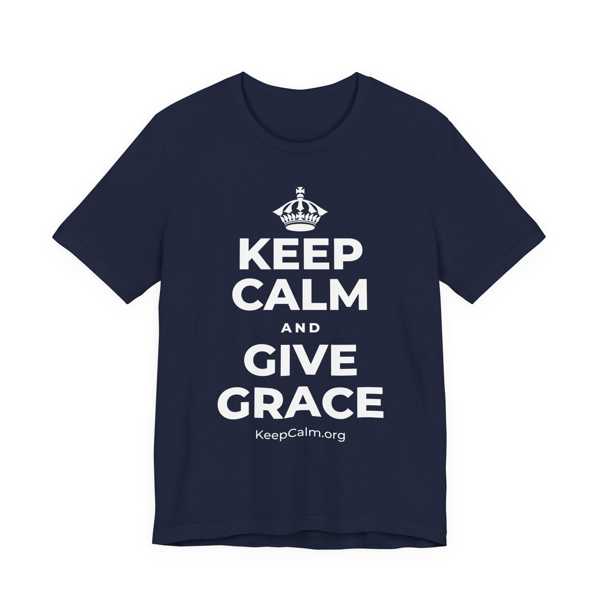 KEEP CALM AND GIVE GRACE T-Shirt (White–Asphalt)