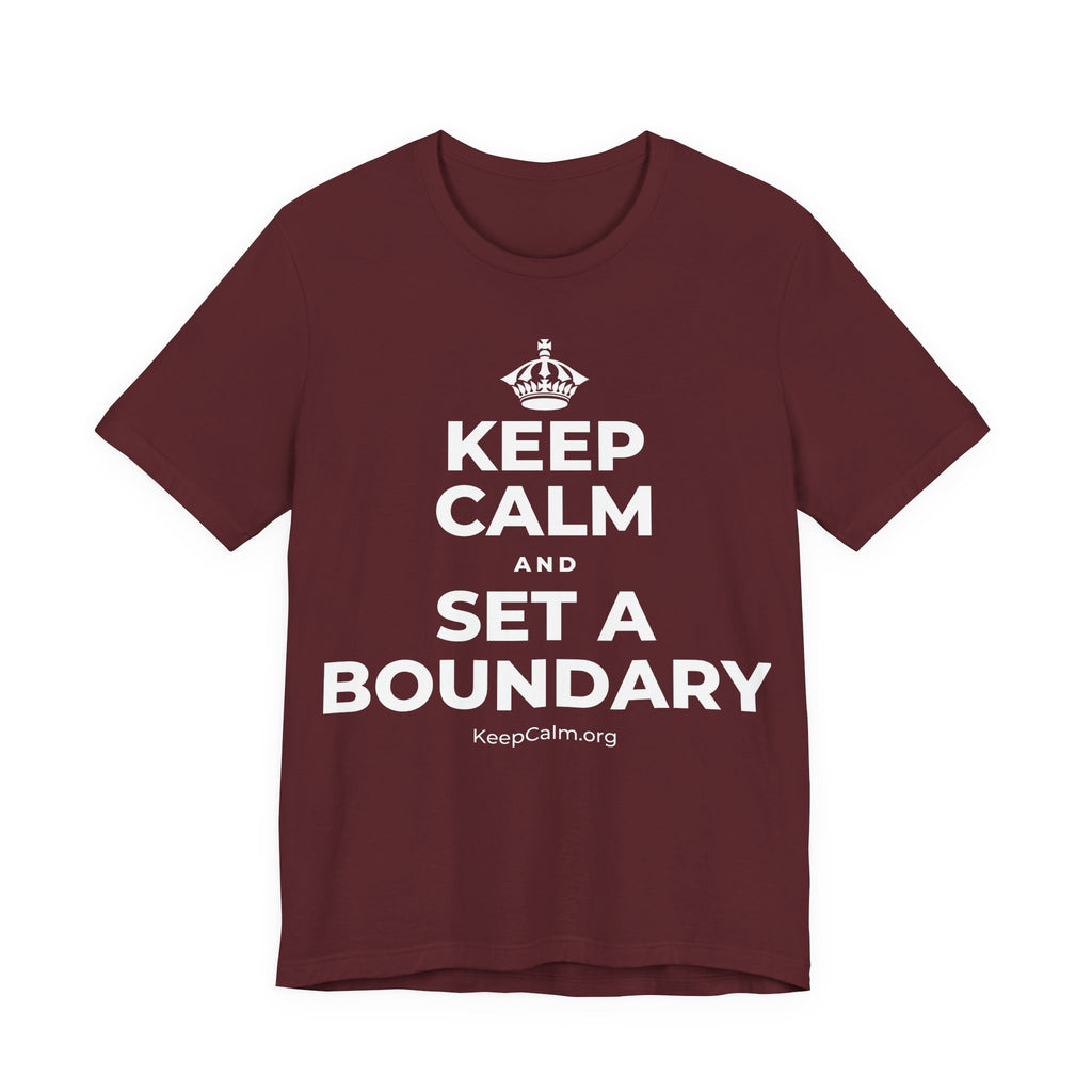 KEEP CALM AND SET A BOUNDARY T-Shirt (Baby Blue–Silver)