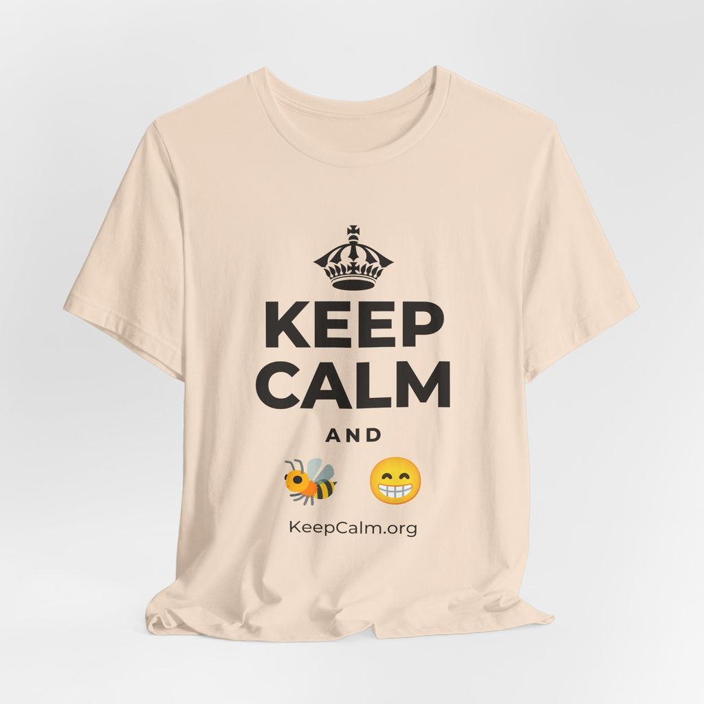 KEEP CALM AND BEE HAPPY T-Shirt (Soft Cream–Heather Mauve)