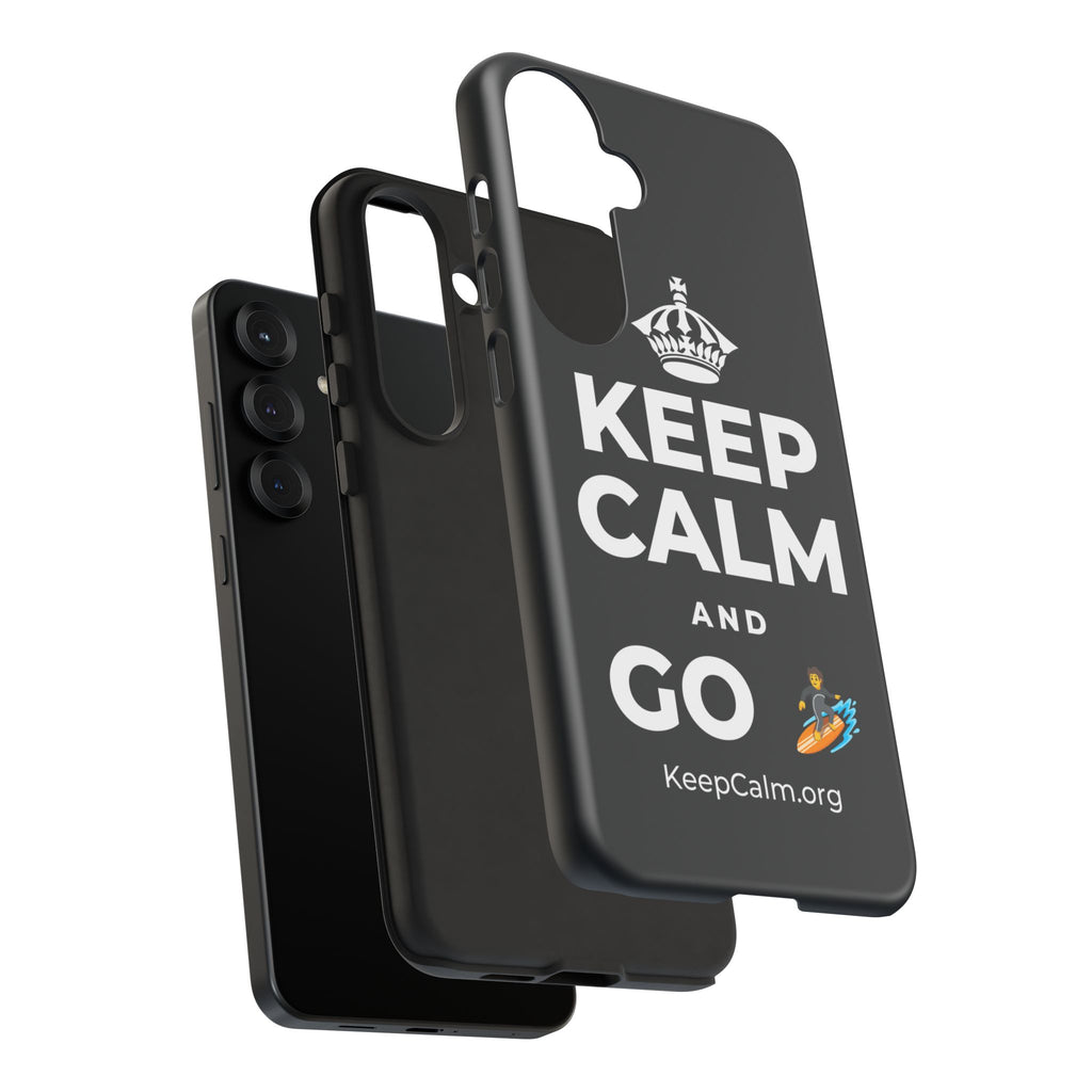 KEEP CALM AND GO 🏄 Phone Case (Dark)