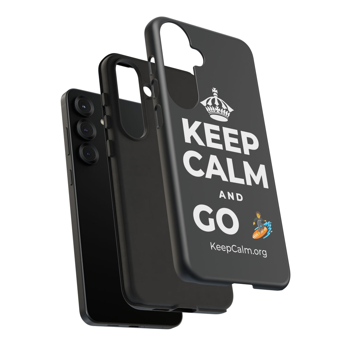 KEEP CALM AND GO 🏄 Phone Case (Dark)