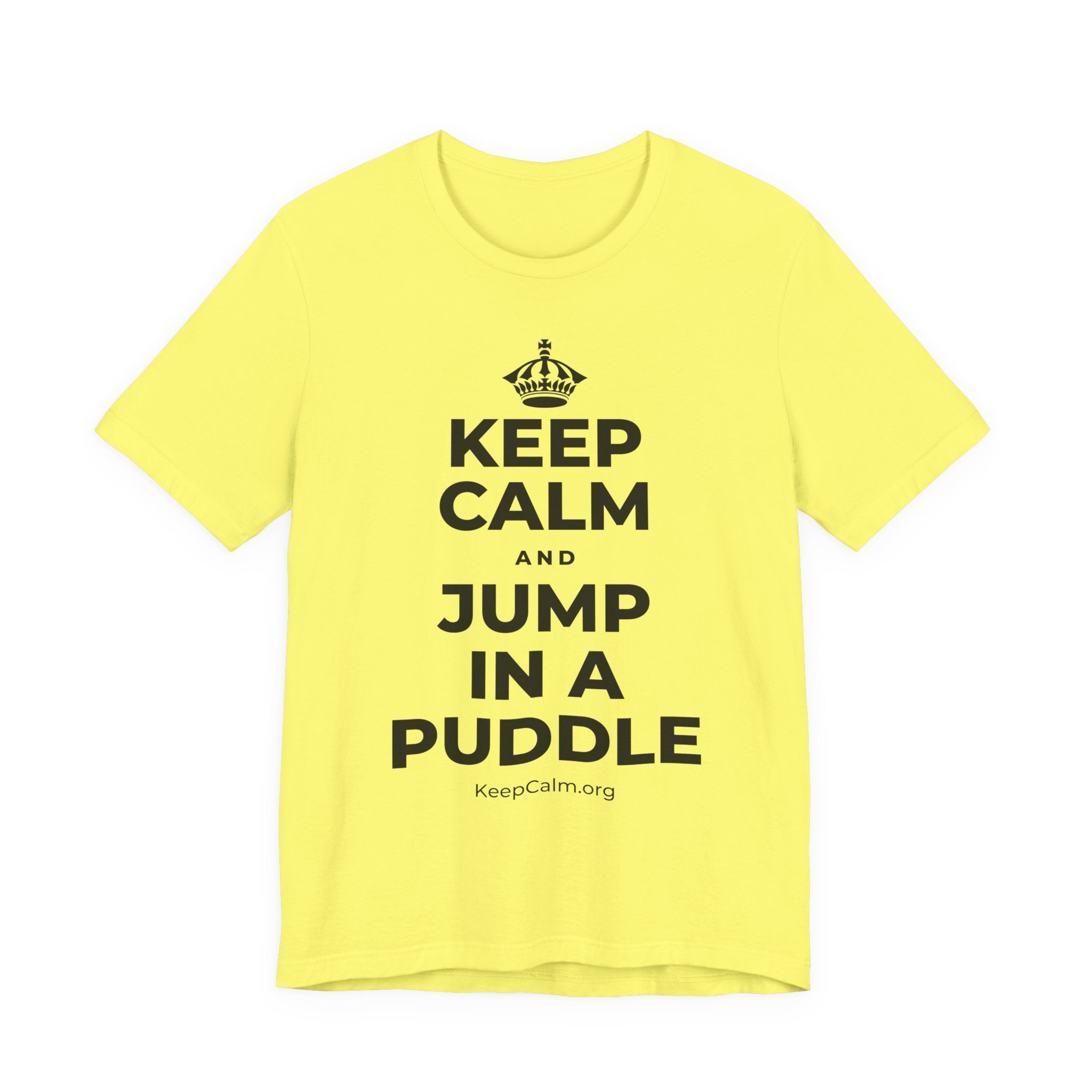 KEEP CALM AND JUMP IN A PUDDLE T-Shirt (Soft Cream–Heather Mauve)