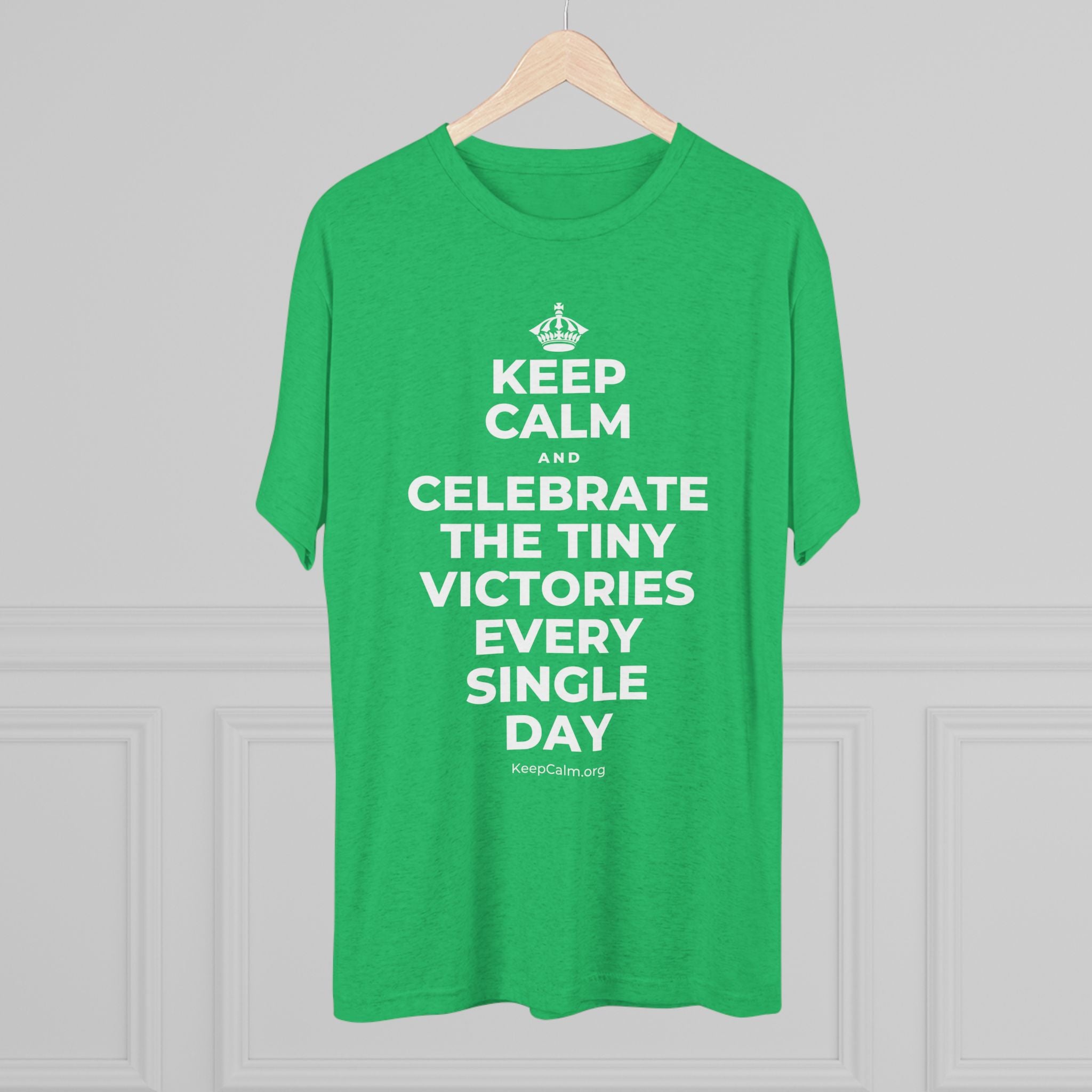 KEEP CALM AND CELEBRATE THE TINY VICTORIES EVERY SINGLE DAY Tri-Blend Tee