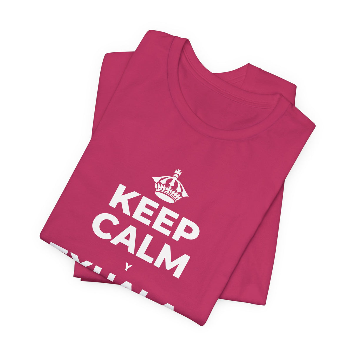 KEEP CALM Y EXHALA, ES VIERNES T-Shirt (Baby Blue–Silver)
