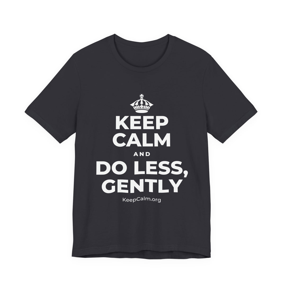 KEEP CALM AND DO LESS, GENTLY T-Shirt (Baby Blue–Silver)