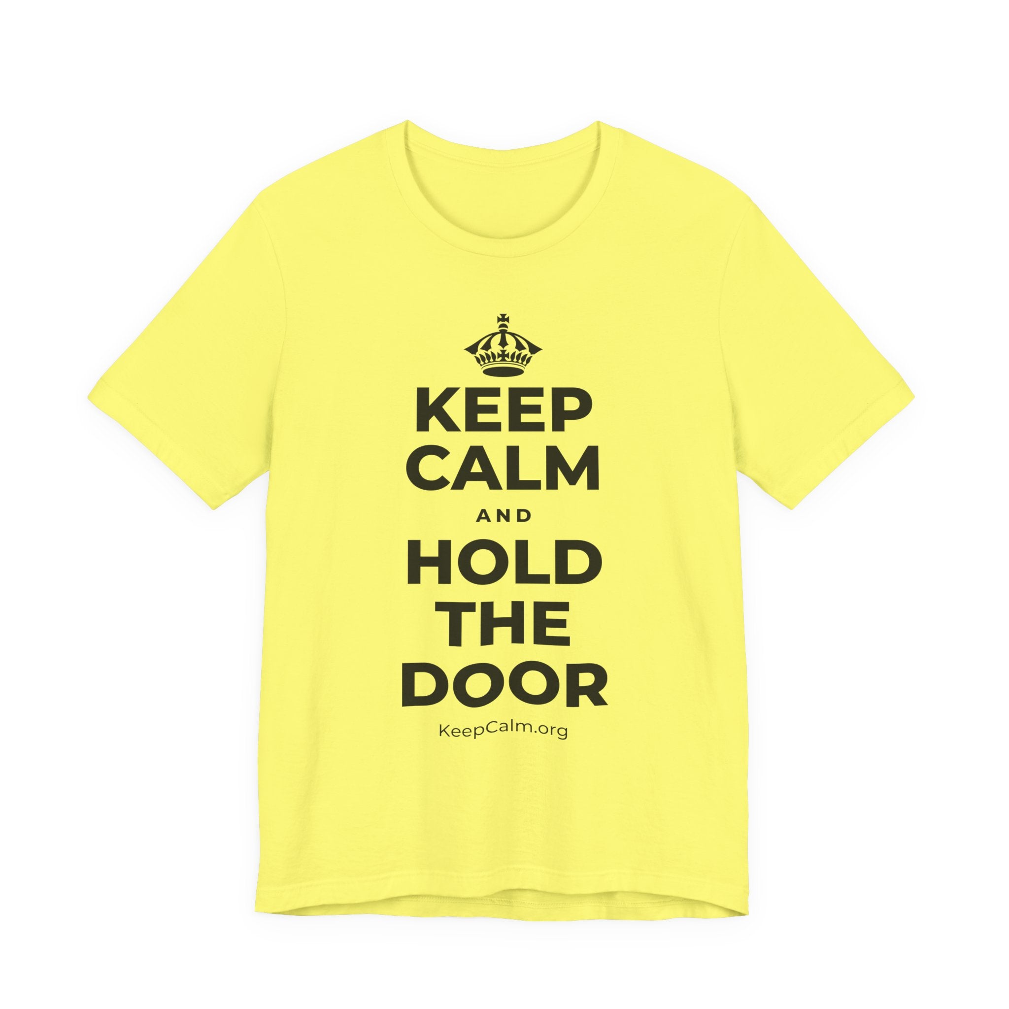 KEEP CALM AND HOLD THE DOOR T-Shirt (Soft Cream–Heather Mauve)