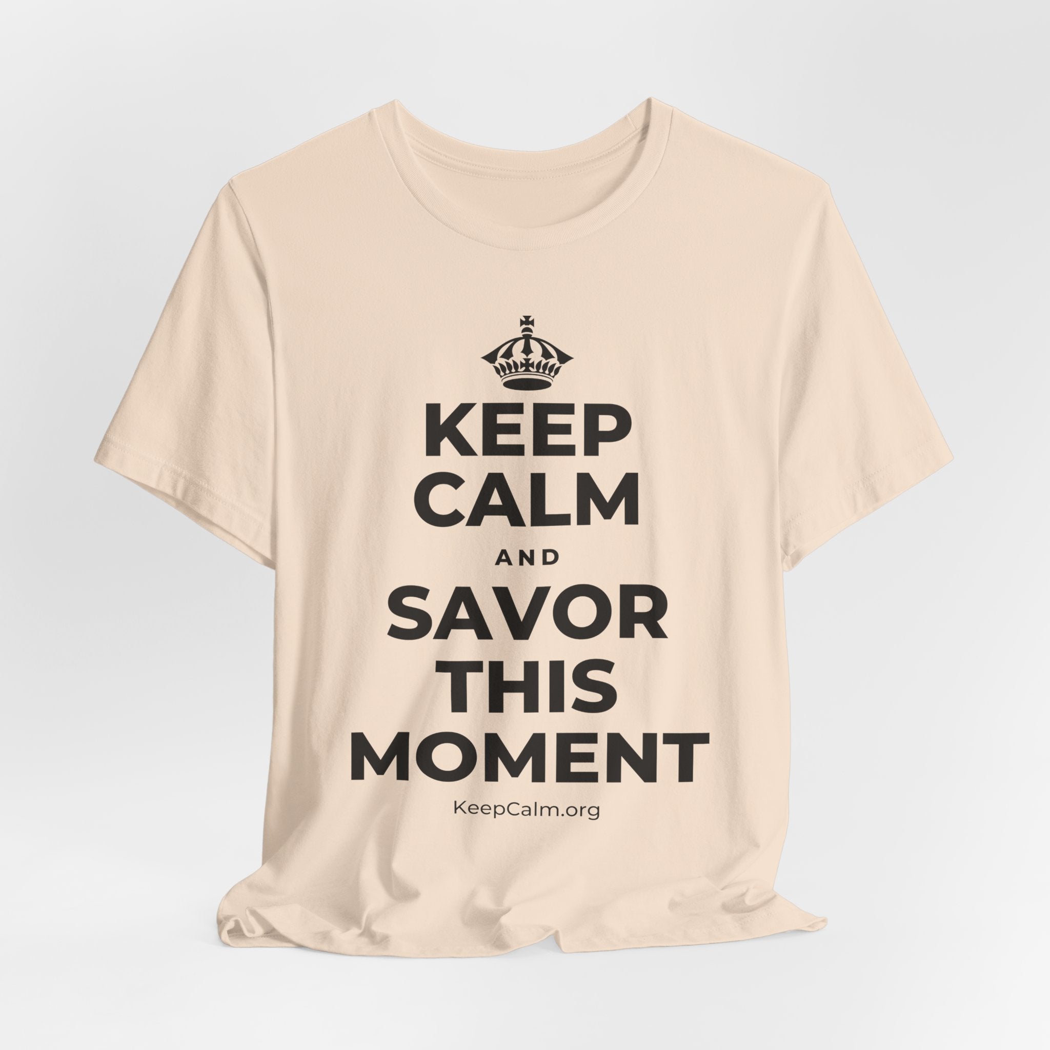 KEEP CALM AND SAVOR THIS MOMENT T-Shirt (Soft Cream–Heather Mauve)