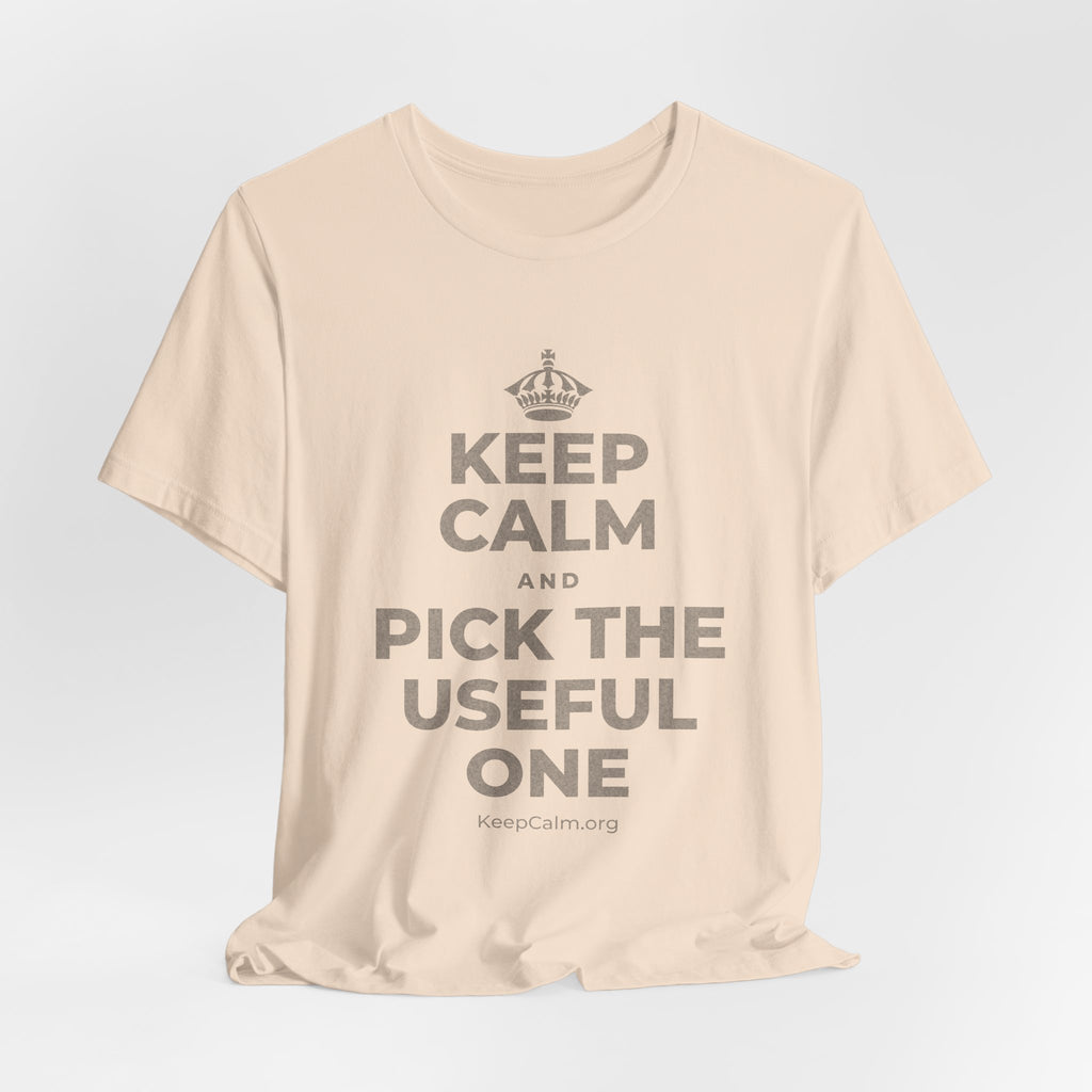 KEEP CALM AND PICK THE USEFUL ONE T-Shirt (Soft Cream–Heather Mauve)