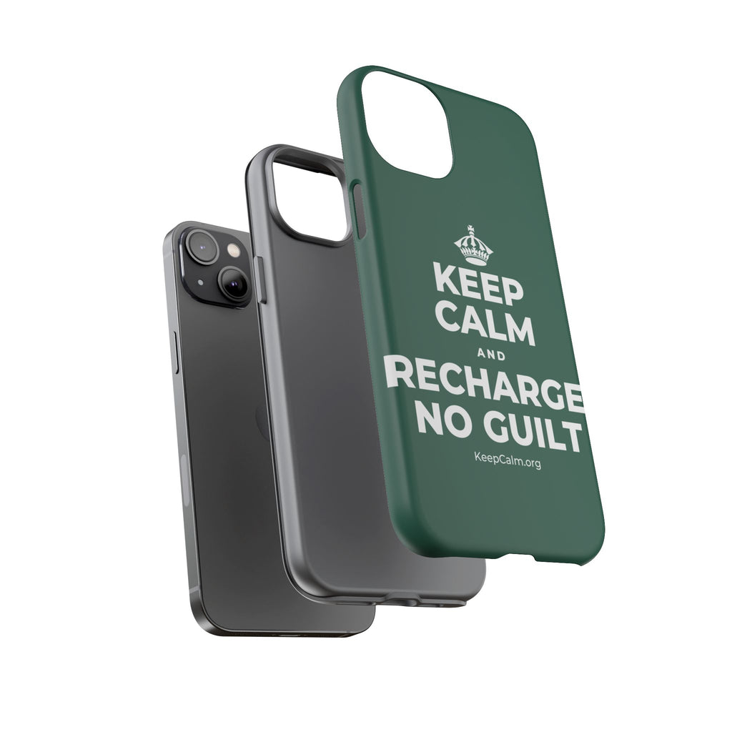 KEEP CALM AND RECHARGE, NO GUILT Phone Case