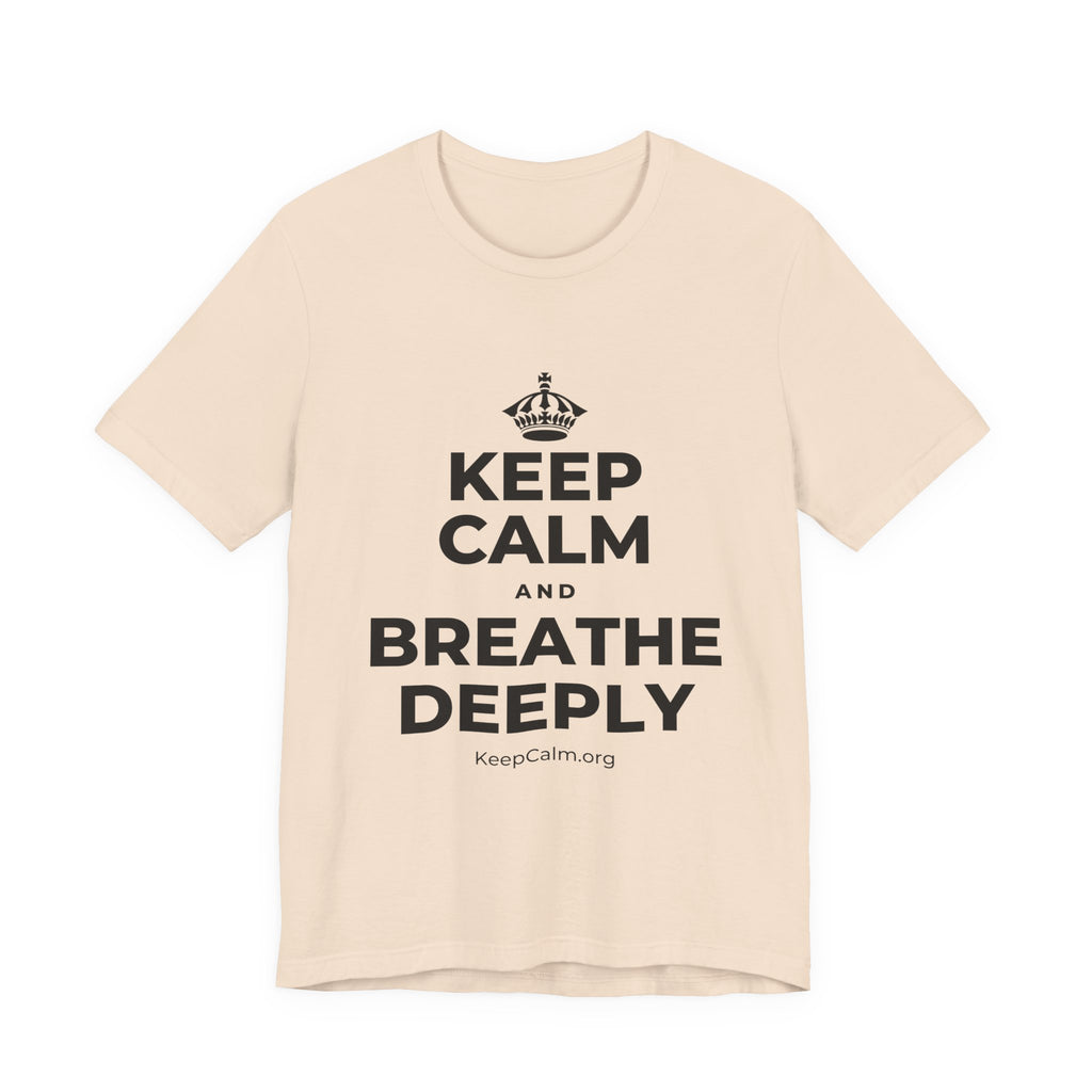 KEEP CALM AND BREATHE DEEPLY T-Shirt (Soft Cream–Heather Mauve)