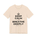 KEEP CALM AND BREATHE DEEPLY T-Shirt (Soft Cream–Heather Mauve)