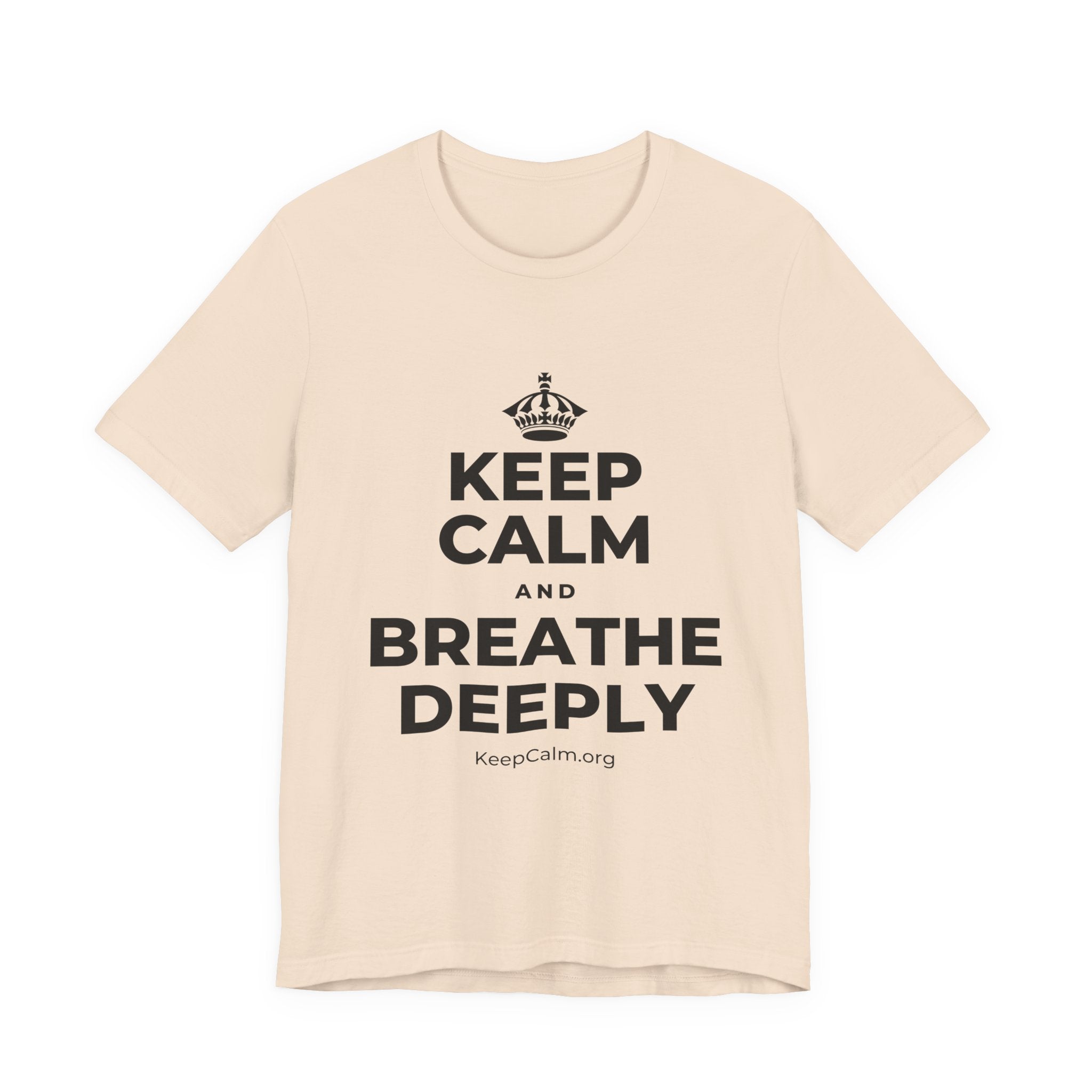 KEEP CALM AND BREATHE DEEPLY T-Shirt (Soft Cream–Heather Mauve)
