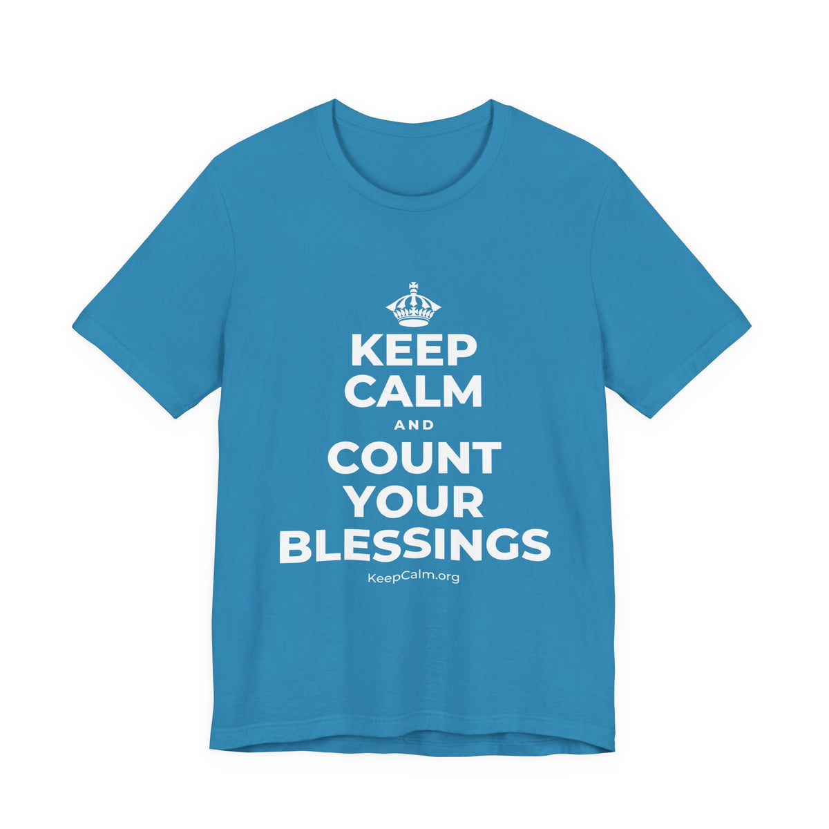 KEEP CALM AND COUNT YOUR BLESSINGS T-Shirt (White–Asphalt)