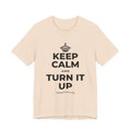 KEEP CALM AND TURN IT UP T-Shirt (Soft Cream–Heather Mauve)