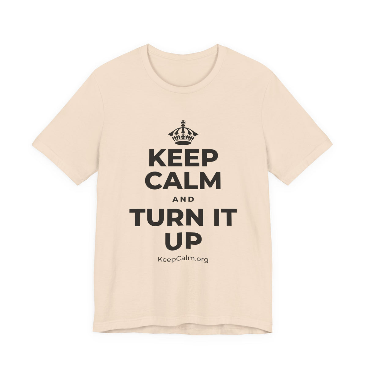 KEEP CALM AND TURN IT UP T-Shirt (Soft Cream–Heather Mauve)