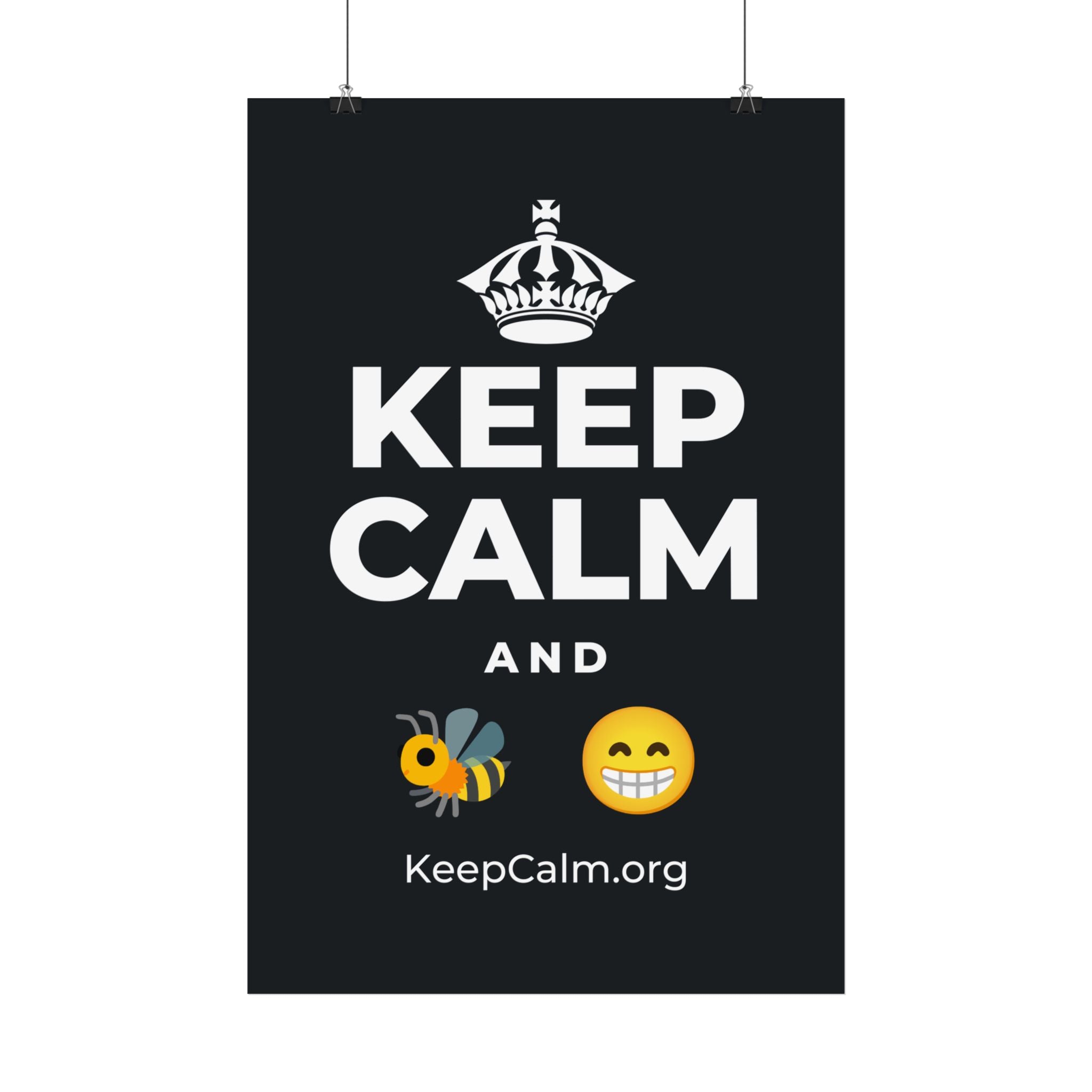 KEEP CALM AND BEE HAPPY Satin Poster (Dark)