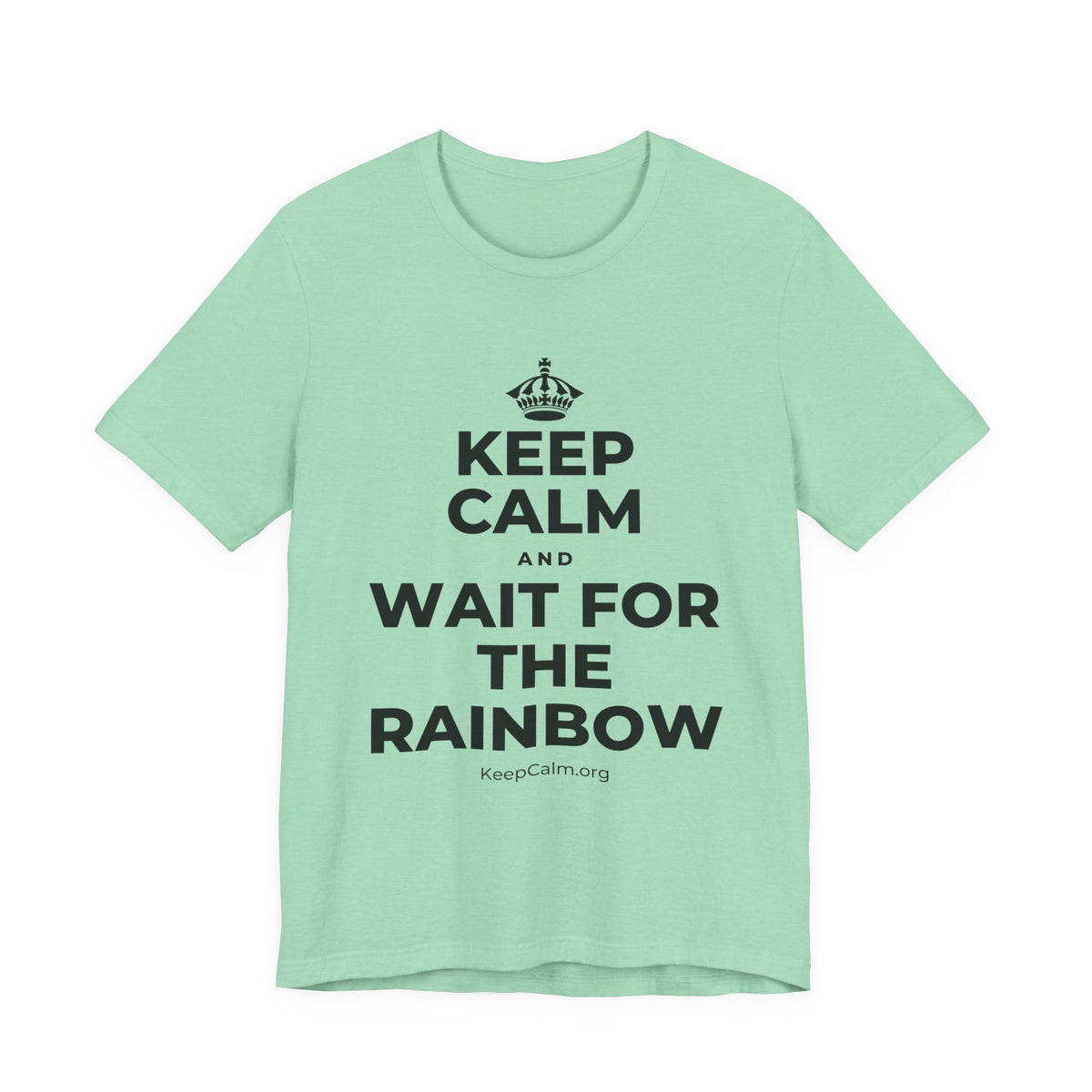 KEEP CALM AND WAIT FOR THE RAINBOW T-Shirt (Baby Blue–Silver)