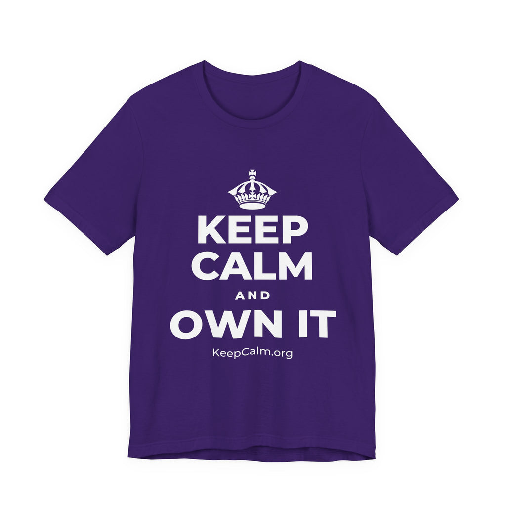 KEEP CALM AND OWN IT T-Shirt (Soft Cream–Heather Mauve)