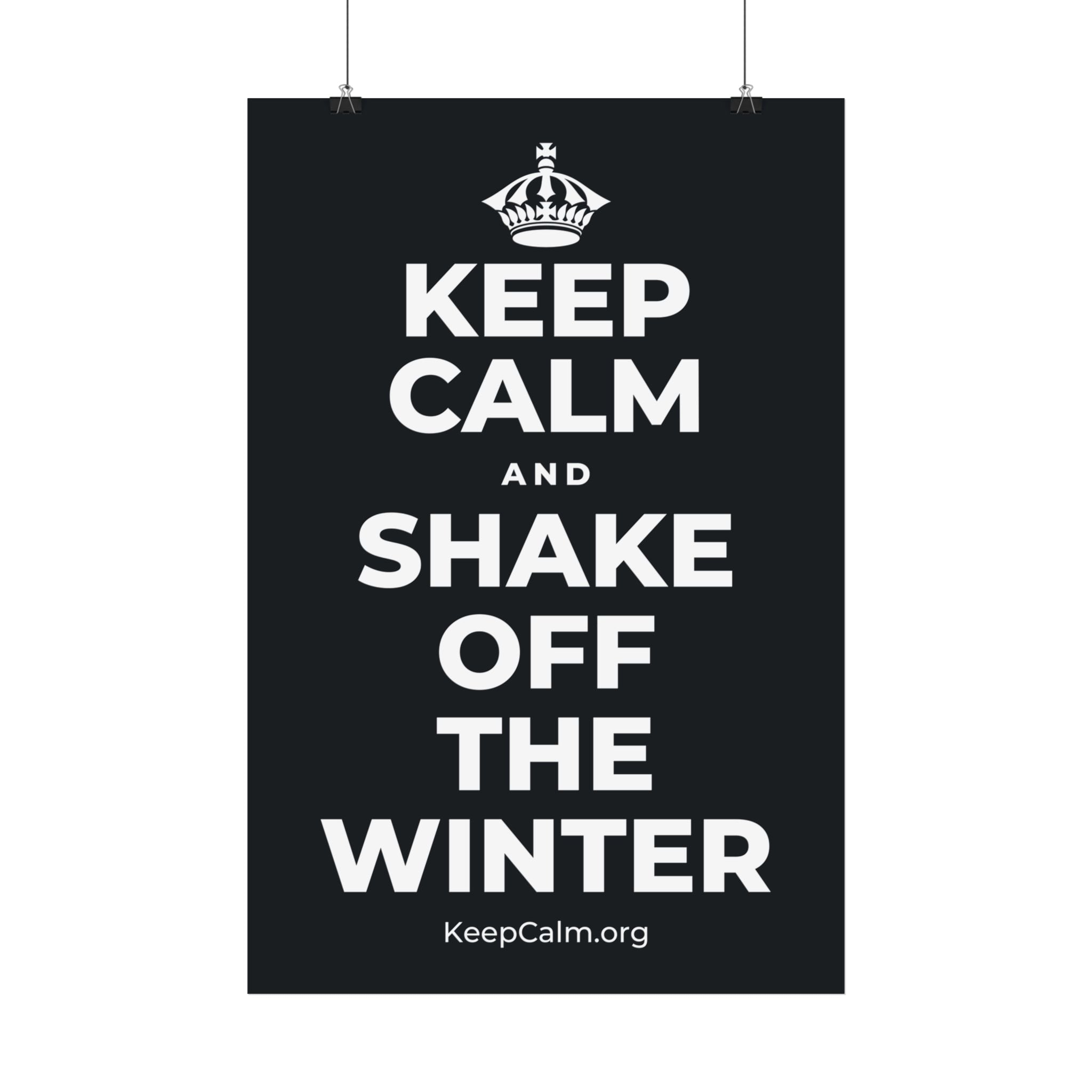 KEEP CALM AND SHAKE OFF THE WINTER Satin Poster (Dark)