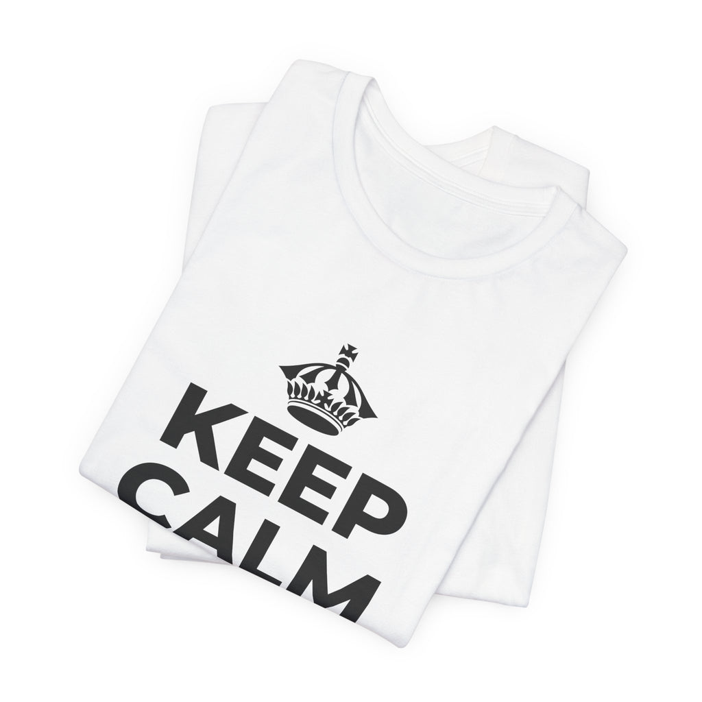 KEEP CALM AND OWN IT T-Shirt (White–Asphalt)